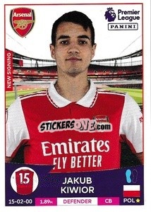 Sticker Jakub Kiwior (Arsenal) - English Premier League 2022-2023 n. U5 - Panini