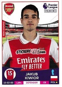 Cromo Jakub Kiwior (Arsenal) - English Premier League 2022-2023 - Panini