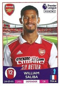 Sticker William Saliba - English Premier League 2022-2023 n. 58 - Panini