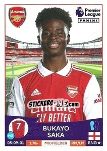 Sticker Bukayo Saka - English Premier League 2022-2023 n. 64 - Panini