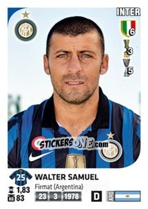 Sticker Walter Samuel - Calciatori 2011-2012 n. 197 - Panini