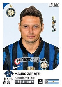 Sticker Mauro Zarate - Calciatori 2011-2012 n. 213 - Panini