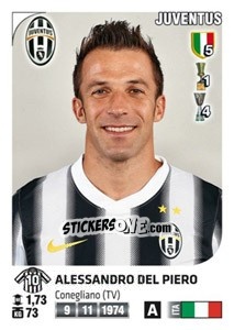 Sticker Alessandro Del Piero - Calciatori 2011-2012 n. 237 - Panini