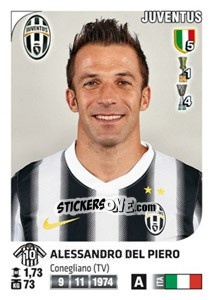 Figurina Alessandro Del Piero - Calciatori 2011-2012 - Panini