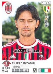 Sticker Filippo Inzaghi - Calciatori 2011-2012 n. 308 - Panini