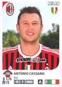 Sticker Antonio Cassano - Calciatori 2011-2012 n. 309 - Panini
