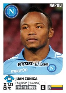 Sticker Juan Zuñiga - Calciatori 2011-2012 n. 325 - Panini