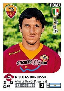 Cromo Nicolas Burdisso - Calciatori 2011-2012 - Panini