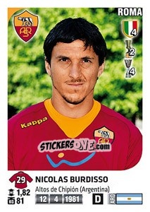 Figurina Nicolas Burdisso - Calciatori 2011-2012 - Panini