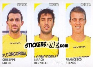 Sticker Giuseppe Greco / Marco Bernacci / Francesco Stanco - Calciatori 2011-2012 n. 570 - Panini