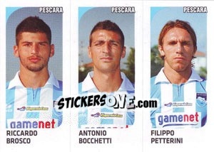 Sticker Riccardo Brosco / Antonio Bocchetti / Filippo Petterini - Calciatori 2011-2012 n. 589 - Panini