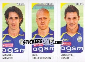 Sticker Manuel Mancini / Emil Hallfredsson / Giuseppe Russo - Calciatori 2011-2012 n. 636 - Panini