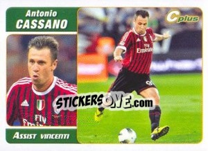 Sticker Antonio Cassano - Assist Vincenti - Calciatori 2011-2012 n. P5 - Panini