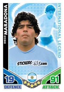 Sticker Diego Maradona - International legends 2010. Match Attax n. 2 - Topps