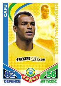 Sticker Cafu - International legends 2010. Match Attax n. 4 - Topps
