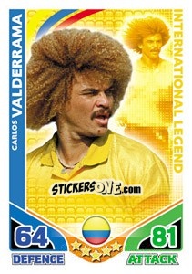Sticker Carlos Valderrama - International legends 2010. Match Attax n. 11 - Topps
