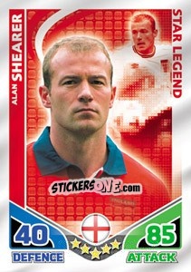 Sticker Alan Shearer - International legends 2010. Match Attax - Topps