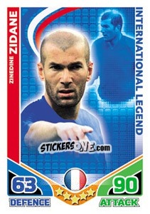 Sticker Zinedine Zidane - International legends 2010. Match Attax - Topps