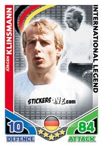 Sticker Jurgen Klinsmann - International legends 2010. Match Attax n. 30 - Topps