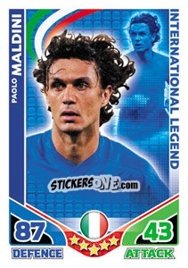 Sticker Paolo Maldini - International legends 2010. Match Attax - Topps