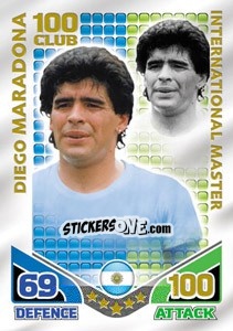 Figurina Diego Maradona - International legends 2010. Match Attax - Topps
