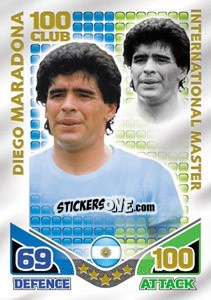 Sticker Diego Maradona - International legends 2010. Match Attax n. 39 - Topps