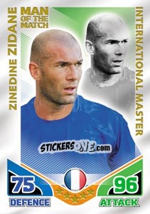 Sticker Zinedine Zidane - International legends 2010. Match Attax n. 42 - Topps
