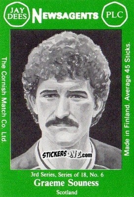 Sticker Graeme Souness - Footballers 3rd Series 1982-1983
 n. 6 - Cornish Match Company
