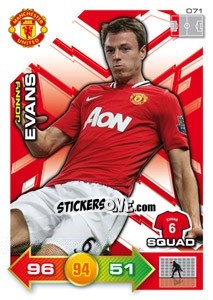 Cromo Jonny Evans - Manchester United 2011-2012. Adrenalyn Xl - Panini