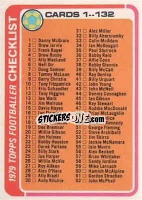 Sticker Checklist - Scottish Footballers 1979-1980
 - Topps