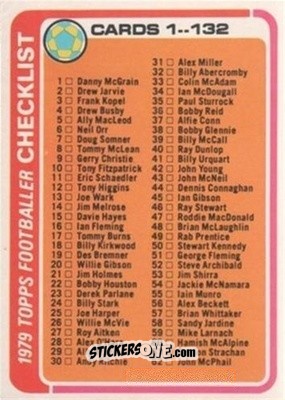 Sticker Checklist - Scottish Footballers 1979-1980
 n. 69 - Topps