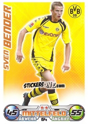 Sticker SVEN BENDER - German Football Bundesliga 2009-2010. Match Attax n. 64 - Topps