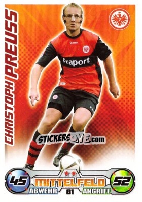 Cromo CHRISTOPH PREUSS - German Football Bundesliga 2009-2010. Match Attax - Topps