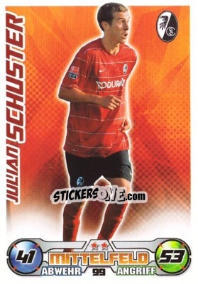 Sticker JULIAN SCHUSTER - German Football Bundesliga 2009-2010. Match Attax - Topps