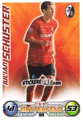 Sticker JULIAN SCHUSTER - German Football Bundesliga 2009-2010. Match Attax n. 99 - Topps