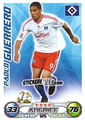 Sticker PAOLO GUERRERO - German Football Bundesliga 2009-2010. Match Attax n. 125 - Topps