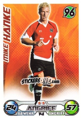 Sticker MIKE HANKE - German Football Bundesliga 2009-2010. Match Attax - Topps