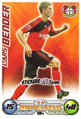 Sticker LARS BENDER - German Football Bundesliga 2009-2010. Match Attax - Topps