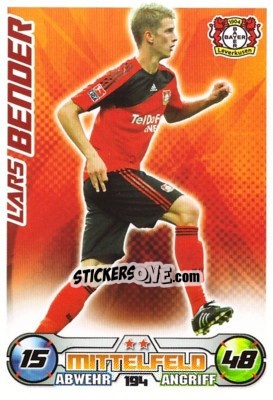 Cromo LARS BENDER - German Football Bundesliga 2009-2010. Match Attax - Topps