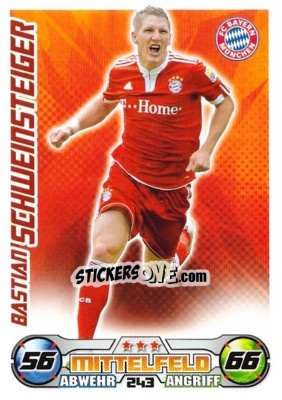 Sticker Bastian Schweinsteiger - German Football Bundesliga 2009-2010. Match Attax n. 243 - Topps