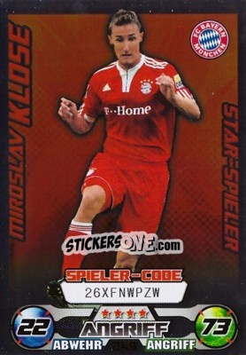 Sticker Miroslav Klose - German Football Bundesliga 2009-2010. Match Attax - Topps