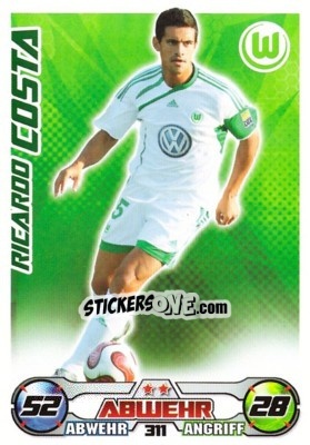Sticker RICARDO COSTA - German Football Bundesliga 2009-2010. Match Attax n. 311 - Topps