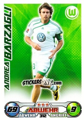 Sticker ANDREA BARZAGLI - German Football Bundesliga 2009-2010. Match Attax n. 312 - Topps
