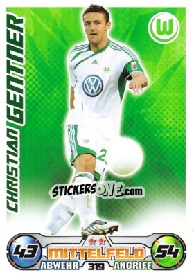 Sticker CHRISTIAN GENTNER - German Football Bundesliga 2009-2010. Match Attax n. 319 - Topps