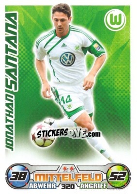 Sticker JONATHAN SANTANA - German Football Bundesliga 2009-2010. Match Attax n. 320 - Topps