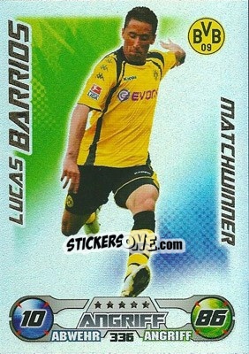 Sticker Lucas Barrios - German Football Bundesliga 2009-2010. Match Attax n. 336 - Topps