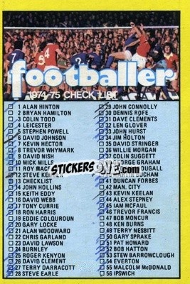 Sticker Checklist - Footballers 1974-1975
 - A&BC