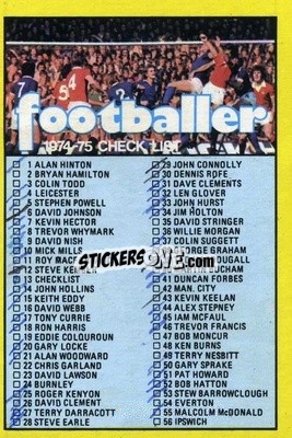 Sticker Checklist - Footballers 1974-1975
 n. 13 - A&BC