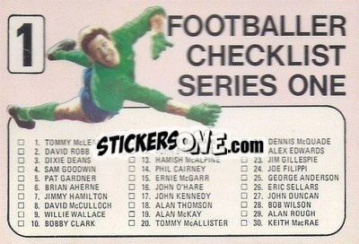 Sticker Checklist Series 1 - Scottish Footballers 1973-1974
 - A&BC