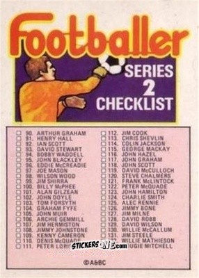 Sticker Checklist - Scottish Footballers 1972-1973
 n. 151 - A&BC